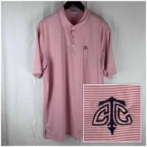 Peter Millar Summer Comfort Polo Shirt Mens XL Striped Pink‎ Tulsa Country Club